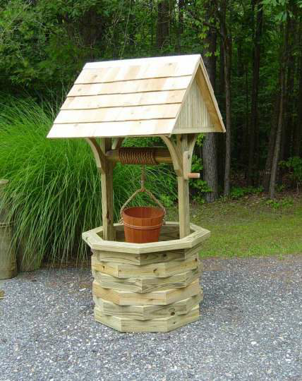 Outdoor Decorative Well (stacked octagon base with shingled roof)