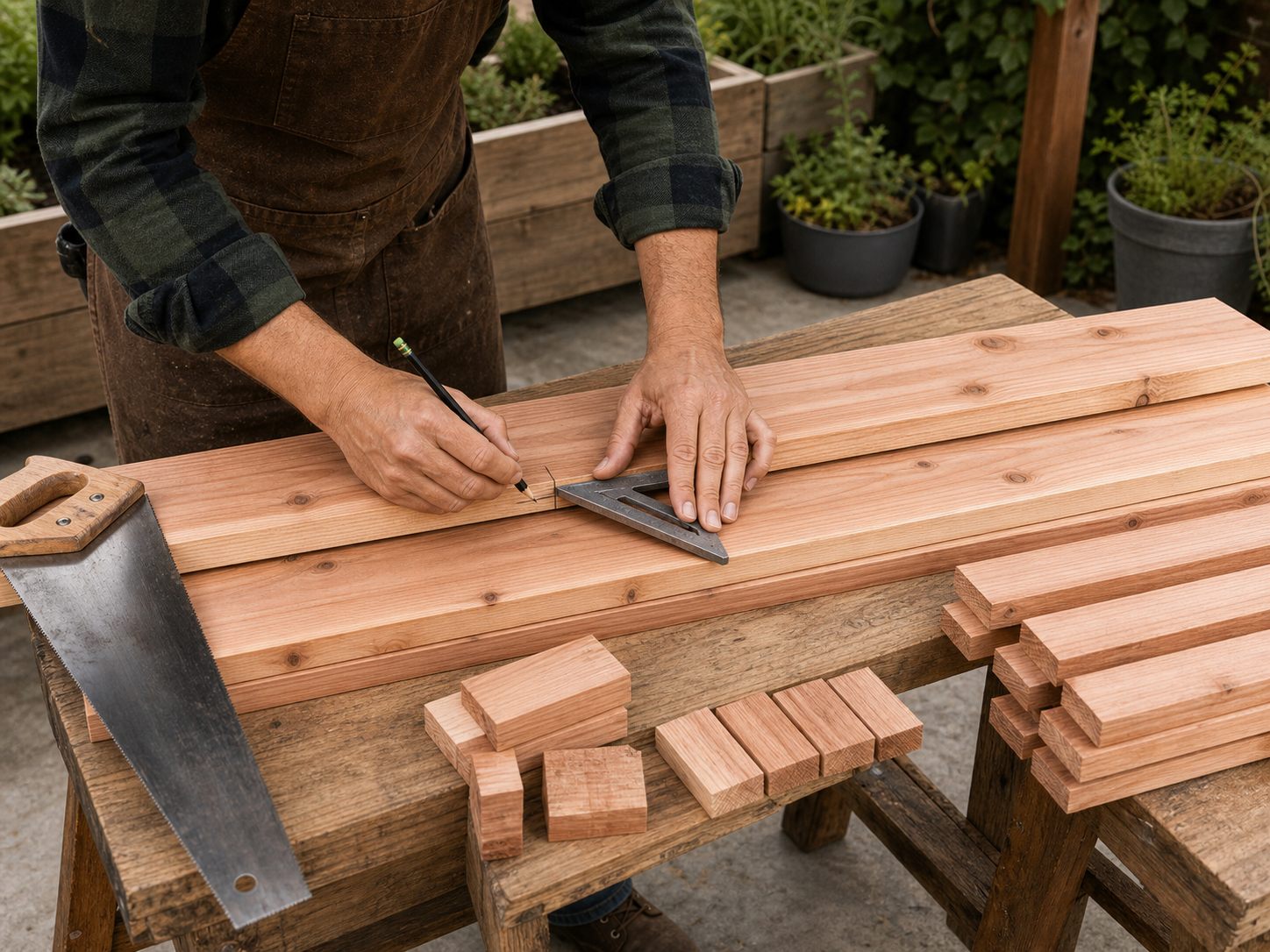 Six wall boards cut to two lengths, ends squared.